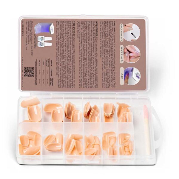 Nutirpinami minkštojo gelio tipsai Gelish 120vnt. Short Round Nude - Image 3