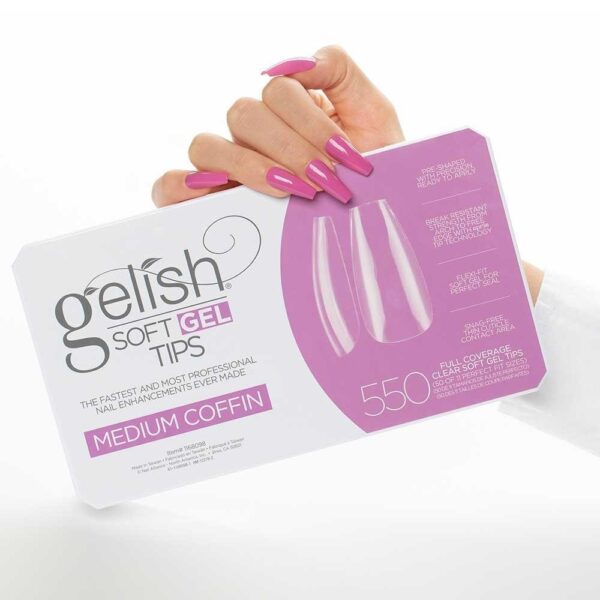 Nutirpinami minkštojo gelio tipsai Gelish (SOFT GEL TIPS) 550vnt. Medium Coffin - Image 2