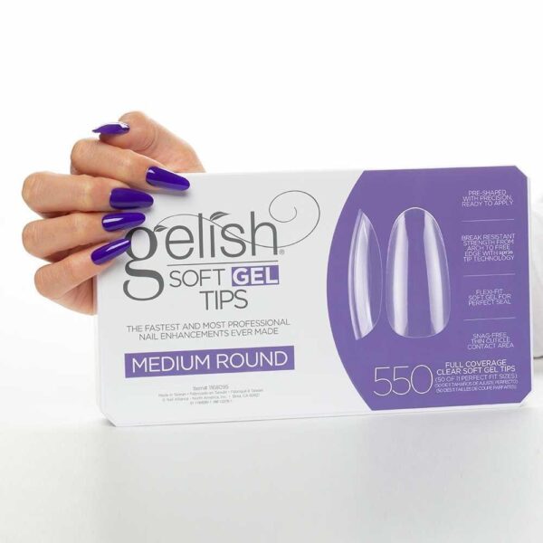 Nutirpinami minkštojo gelio tipsai Gelish (SOFT GEL TIPS) 550vnt. Medium Round - Image 2