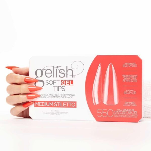 Nutirpinami minkštojo gelio tipsai Gelish (SOFT GEL TIPS) 550vnt. Medium Stiletto - Image 2