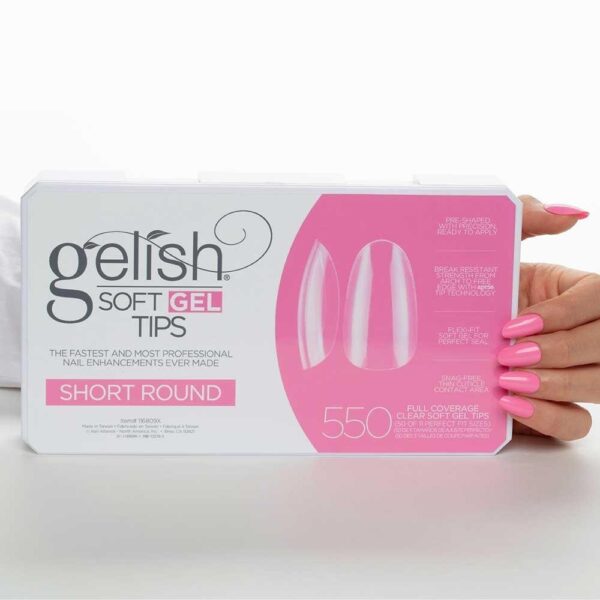 Nutirpinami minkštojo gelio tipsai Gelish (SOFT GEL TIPS) 550vnt. Short Round - Image 2