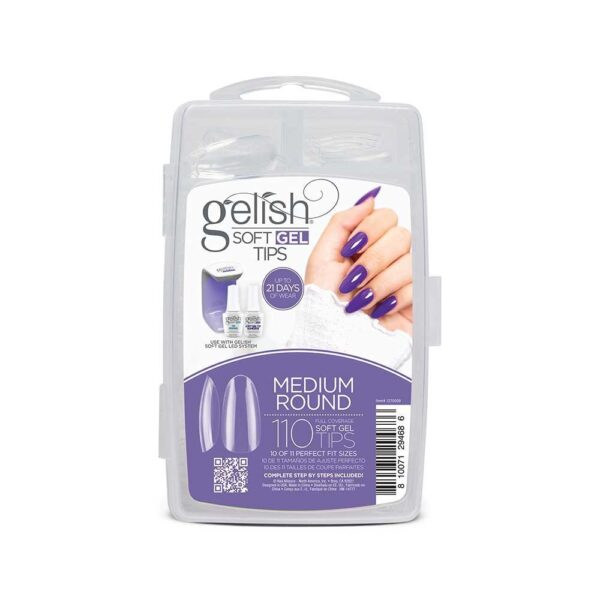 Nutirpinami minkštojo gelio tipsai Gelish (SOFT GEL TIPS) 110vnt. Medium Round - Image 1