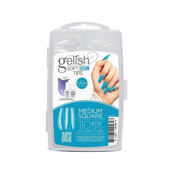 Nutirpinami minkštojo gelio tipsai Gelish (SOFT GEL TIPS) 110vnt. Medium Square - Image 1
