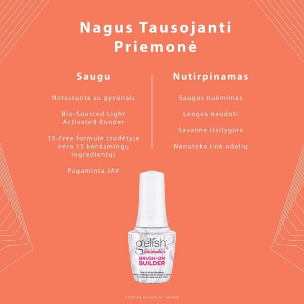 Lakuojamas Statybinis Gelis Gelish Brush-on Builder 15ml. - Image 8