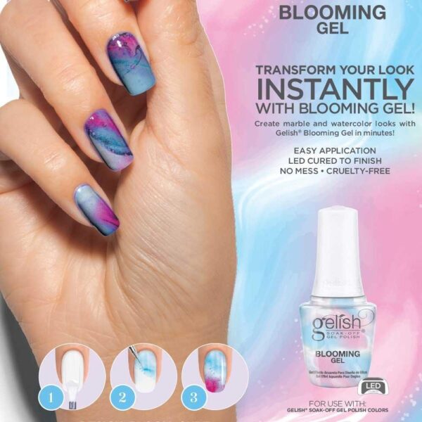 Gelish Blooming gel -skaidrus gelinis lakas spalvų liejimui 15ml. - Image 3