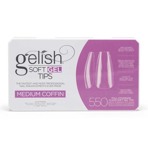 Nutirpinami minkštojo gelio tipsai Gelish (SOFT GEL TIPS) 550vnt. Medium Coffin - Image 1