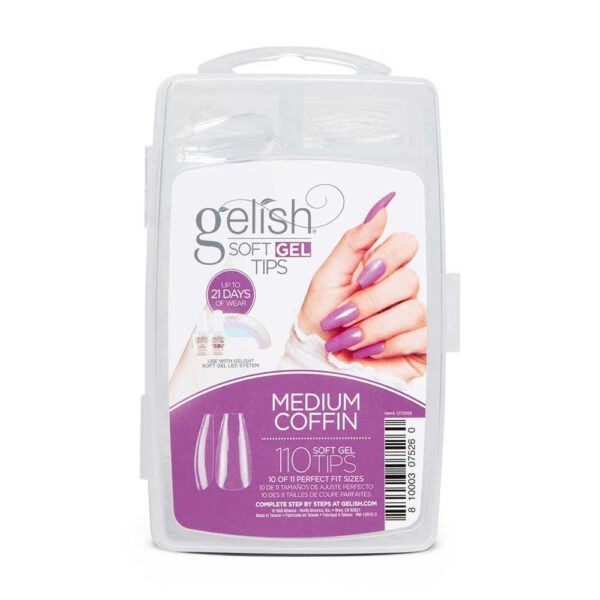 Nutirpinami minkštojo gelio tipsai Gelish (SOFT GEL TIPS) 110vnt. Medium Coffin