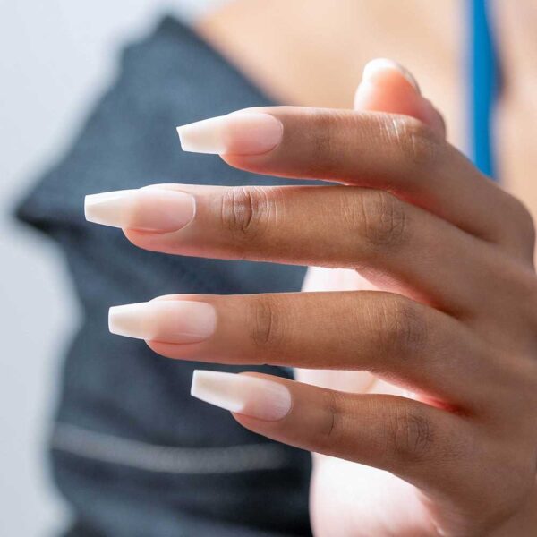 Nutirpinami minkštojo gelio tipsai Gelish 120vnt. Medium Coffin Light Nude - Image 4