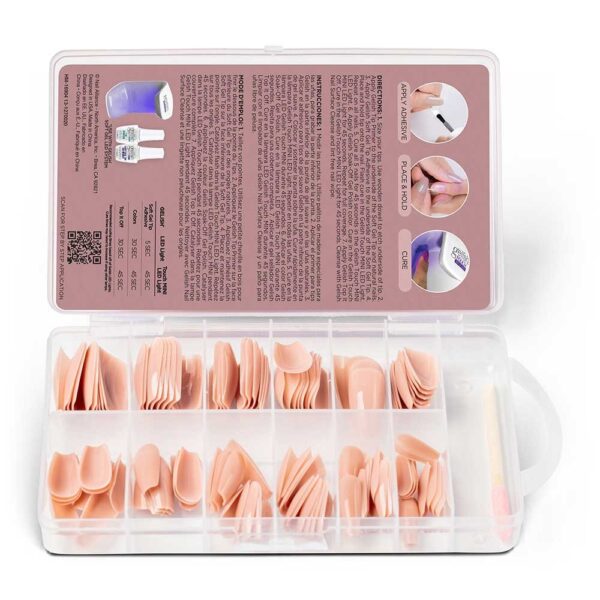 Nutirpinami minkštojo gelio tipsai Gelish 120vnt. Medium Coffin Pink Nude - Image 2