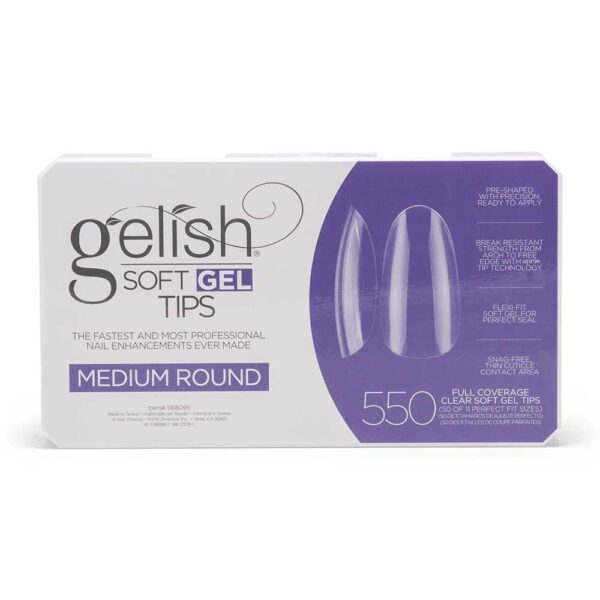 Nutirpinami minkštojo gelio tipsai Gelish (SOFT GEL TIPS) 550vnt. Medium Round - Image 1