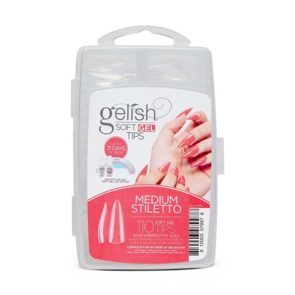 Nutirpinami minkštojo gelio tipsai Gelish (SOFT GEL TIPS) 110vnt. Medium Stiletto