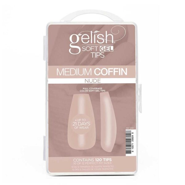 Nutirpinami minkštojo gelio tipsai Gelish 120vnt. Medium Coffin Nude - Image 1