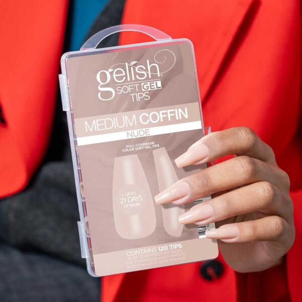Nutirpinami minkštojo gelio tipsai Gelish 120vnt. Medium Coffin Nude - Image 3