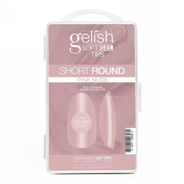 Nutirpinami minkštojo gelio tipsai Gelish 120vnt. Short Round Pink Nude