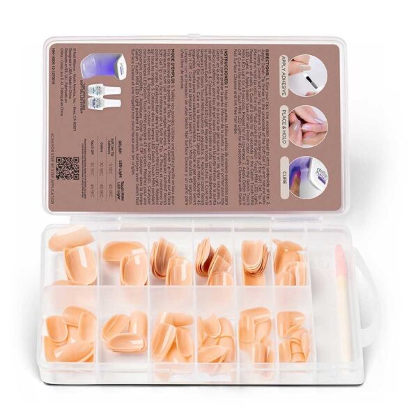 Nutirpinami minkštojo gelio tipsai Gelish 120vnt. Short Round Nude - Image 3