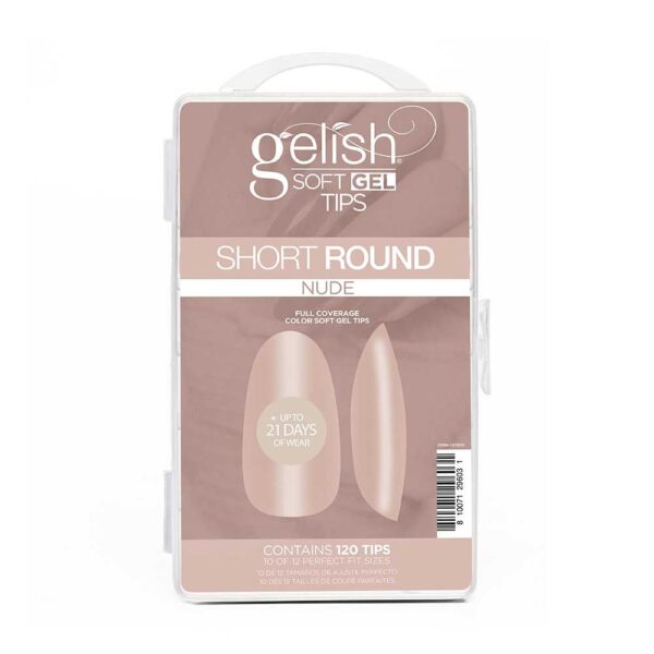 Nutirpinami minkštojo gelio tipsai Gelish 120vnt. Short Round Nude - Image 1